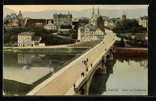 AK Saalfeld, Partie mit Saalebrücke