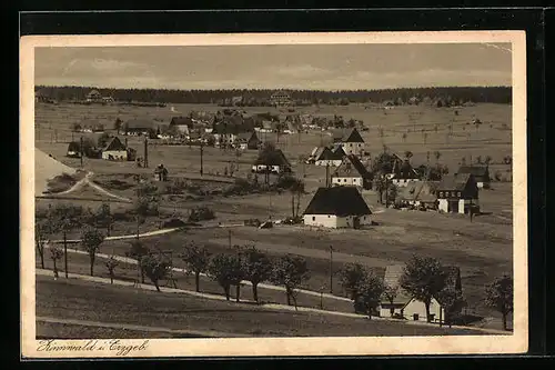 AK Zinnwald i. Erzgeb., Ortsansicht aus der Vogelschau