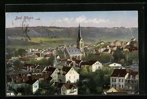 AK Bad Kösen, Ortsansicht mit Kirche