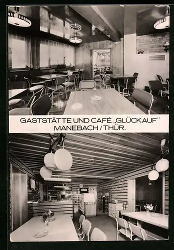 AK Manebach /Thür., Innenansicht Gaststätte Café Glückauf