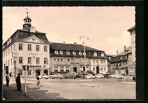 AK Bad Salzungen /Thür., Markt mit Rathaus, Café Bein
