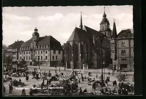 AK Weissenfels, Rathaus und Marienkirche