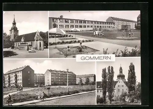AK Gommern /Kr. Burg, Ev. Kirche, Max Planck-Strasse, Karither Strasse