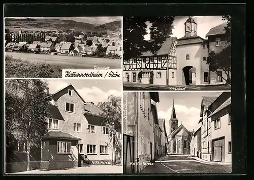 AK Kaltennordheim /Rhön, Schlosshof, HOG. Hirsch, An der Kirche