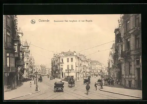 AK Ostende, Boulevard Van Iseghem et rue Royale
