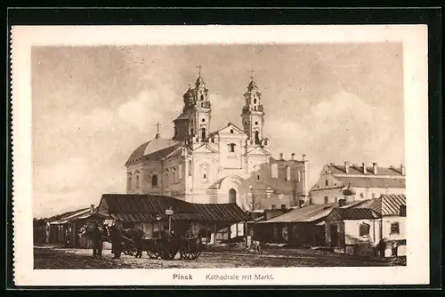 AK Pinsk, Kathedrale mit Markt