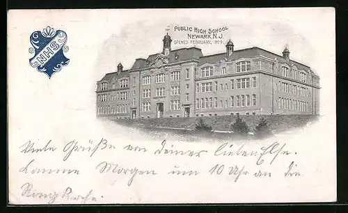 AK Newark, NJ, Public High School, Opened 1899