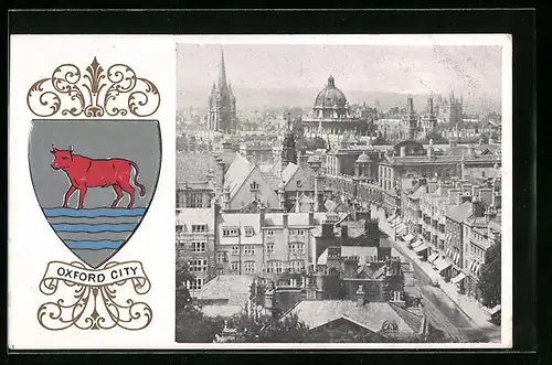 Präge-AK Oxford, Panorama, Wappen