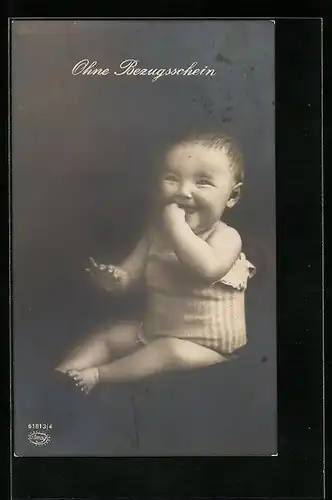 AK Ohne Bezugsschein, Lachendes Kindchen, Kriegsnot