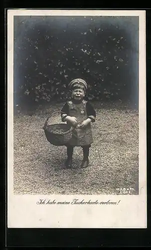 AK Kind weint wegen verlorener Zuckerkarte