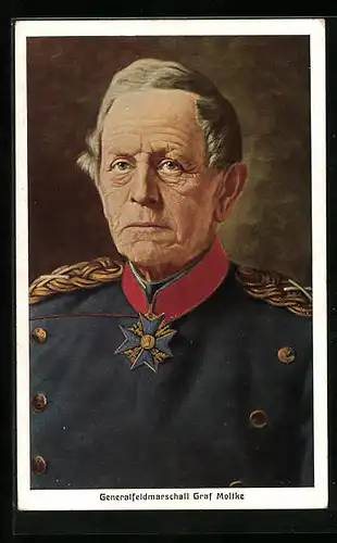 Künstler-AK Portrait von Generalfeldmarschall Graf Moltke in Uniform
