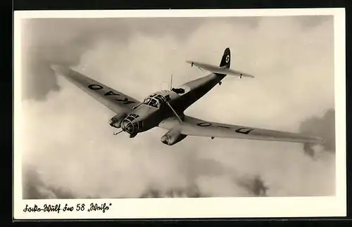 AK Flugzeug, Focke-Wulf Fw 58 Weihe in der Luft, 