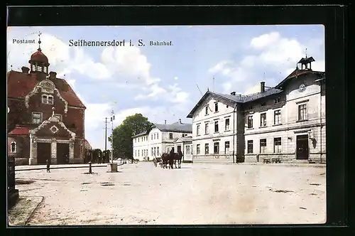 AK Seifhennersdorf i. S., Postamt, Bahnhof