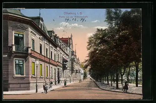 AK Offenburg i. B., Partie aus der Wilhelmstrasse