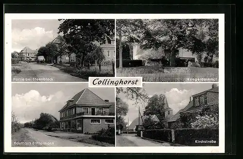 AK Collinghorst, Partie bei Steenblock, Kirchstrasse, Kaufhaus Battermann