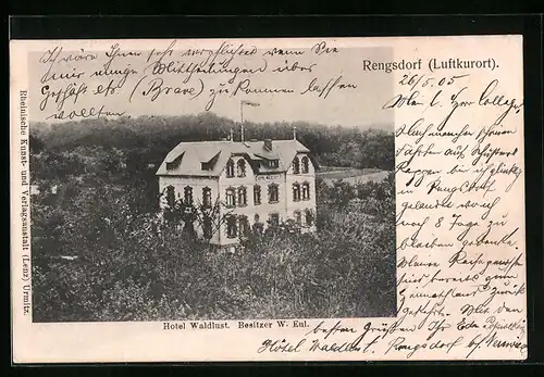 AK Rengsdorf, Hotel Waldlust aus der Vogelschau