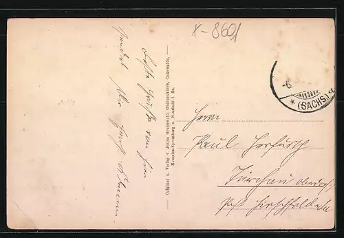 AK Gaussig, Am Gasthof, Strassenpartie, Schule