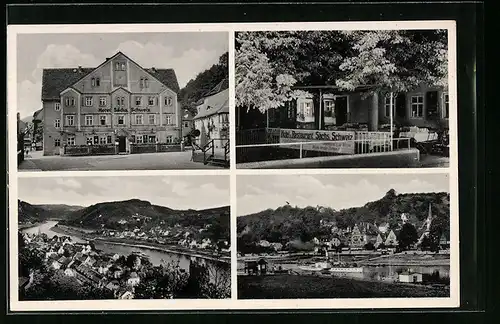 AK Wehlen, Röhringers, Hotel Sächsische Schweiz, Ortsansicht