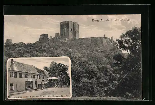 AK Harkerode /Harz, Burg Arnstein, Nüssleins Gasthaus z. grünen Röckchen