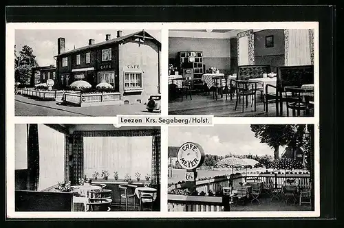 AK Leezen /Kr. Segeberg, Cafe Meyer, Aussen-u. Innenansicht