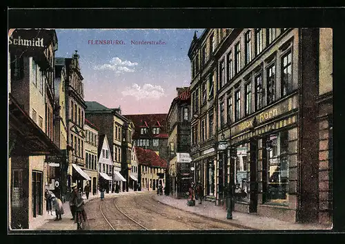 AK Flensburg, Partie in der Norderstrasse