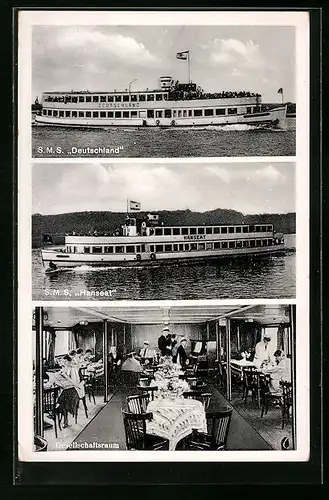 AK Passagierschiffe SMS Deutschland und Hanseat, Gesellschaftsraum