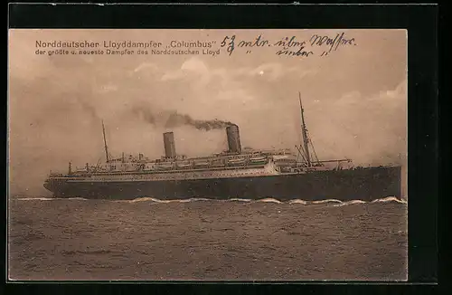 AK Norddeutscher Lloyddampfer Columbus
