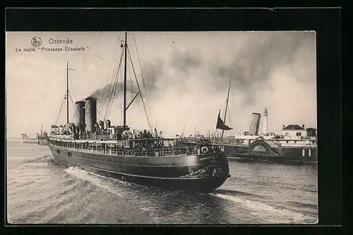 AK Passagierschiff Princesse Elisabeth beim Auslaufen