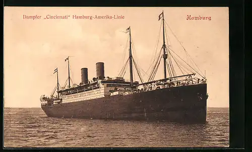 AK Hamburg, Dampfer Cincinnati der Hamburg-Amerika-Linie