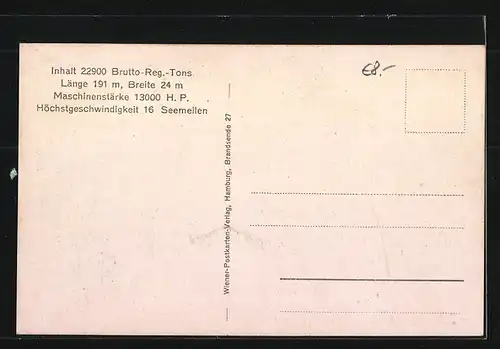 AK Passagierschiff Albert Ballin der Hamburg-Amerika-Linie