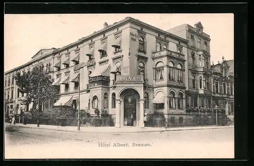 AK Bremen, Hotel Alberti mit Strasse