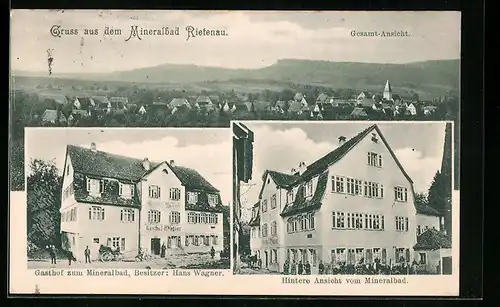 AK Rietenau, Gesamtansicht, Gasthof zum Mineralbad
