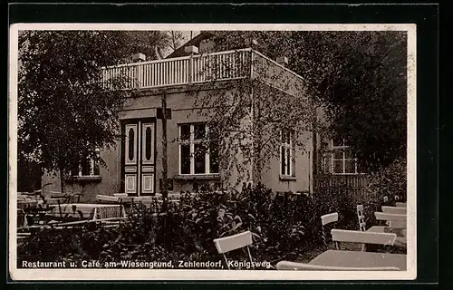 AK Berlin-Zehlendorf, Restaurant und Cafe am Wiesengrund, Königsweg, Garten