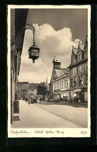 AK Aschersleben, Platz mit Gasthaus und Geschäften