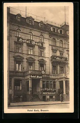 AK Bremen, Hotel Bach, Bahnhofsplatz 12