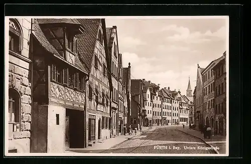 AK Fürth i. Bay., Untere Königsstrasse mit Geschäften