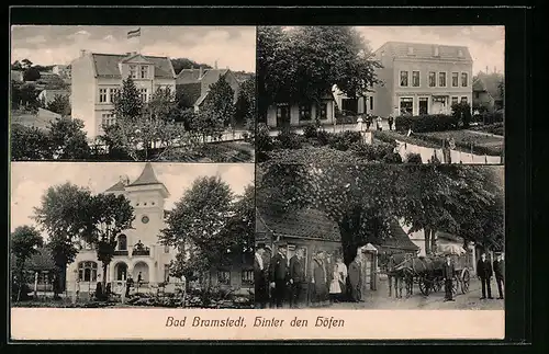 AK Bad Bramstedt, Strasse Hinter den Höfen mit Hotel, Kolonialwarengeschäft Heinrich Specht und Villa