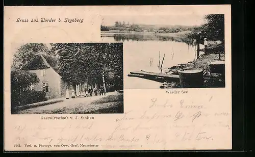 AK Warder b. Segeberg, Gasthaus von J. Stolten, Warder See