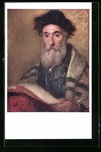 AK Alter Jude beim Studium des Talmud, Judaika
