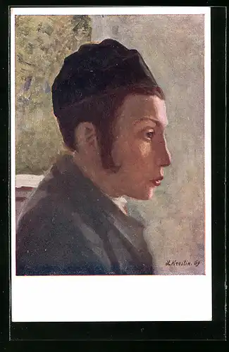 AK Porträt eines jungen Juden, Judaika