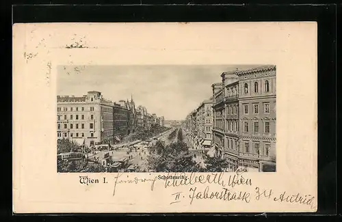 AK Wien, Schottenring im Passepartout-Rahmen