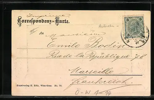 AK Wien, Schottenring im Passepartout-Rahmen