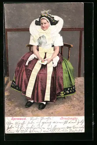 AK Brautjungfer in Spreewälder Tracht