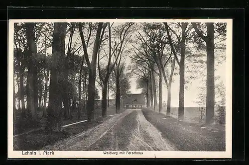 AK Lehnin i. Mark, Waldweg mit Forsthaus