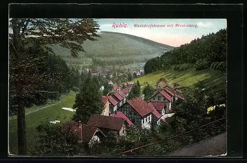 AK Ruhla, Watzdorfstrasse mit Breitenberg