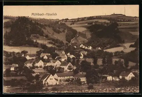 AK Mühlbach-Häselich, Ortsansicht aus der Vogelschau