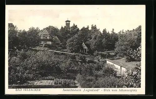 AK Bad Hitzacker, Aussichtsturm Luginsland, Blick vom Johannisplatz