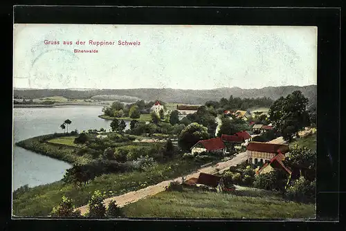AK Binenwalde / Ruppiner Schweiz, Ortsansicht aus der Vogelschau
