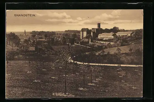 AK Gnandstein, Ortsansicht aus der Vogelschau