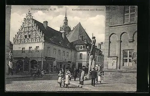 AK Brandenburg a. H., Kurfürstenhaus und Roland